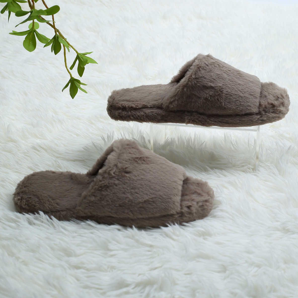 Winter Home Soft Women Fluffy Plush Slipper Fur Fluffy Slippers Indoor Outdoor House Slippers