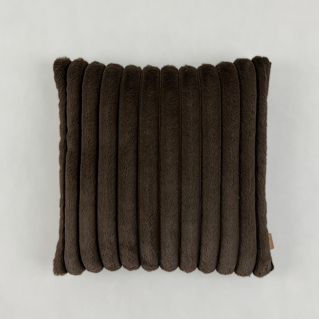 Factory Price Wholesale Stripe Faux Fur Pillow Cover Mongolian Style Plush Jacquard Rabbit Fur Cushion