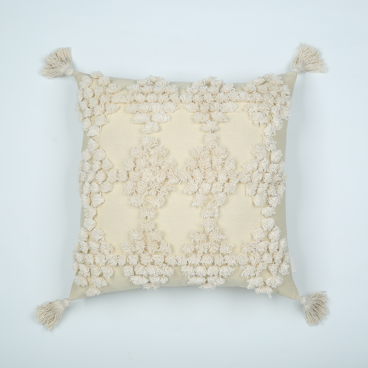 Tufted Embroidery Boho Home Luxury Cushion Cover Decorative Ruffled Sofa Macrame Pillow Cover