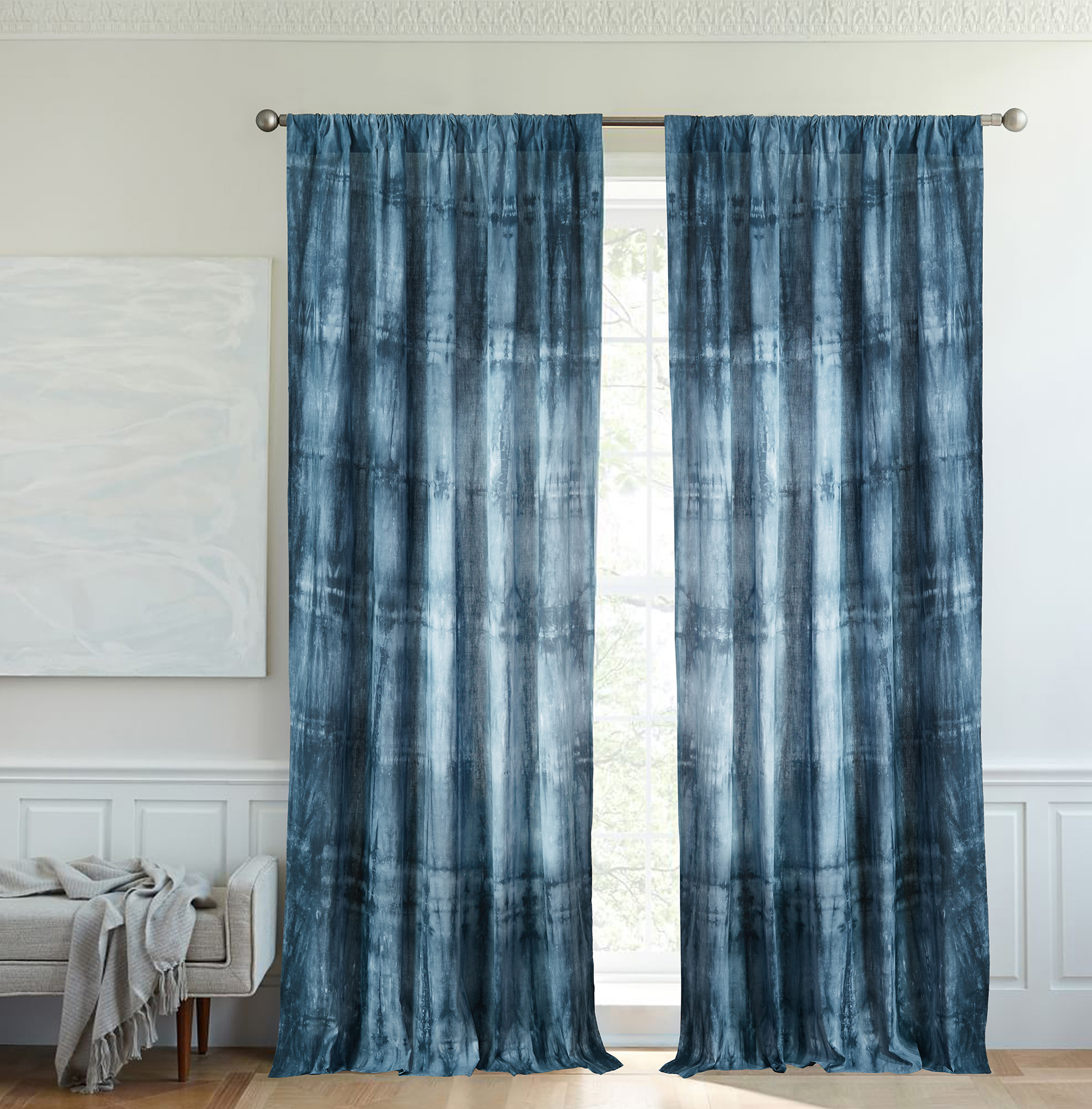 Hot Selling Modern Luxury 100%cotton Digital Print Curtain 