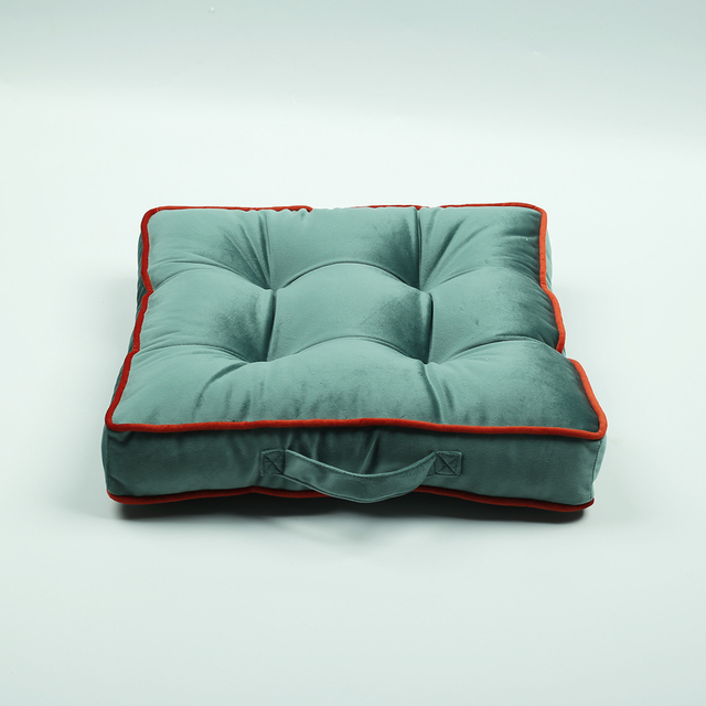 Floor Pillow with Carrying Handle Velvet Pillow Thick Tufted Meditation Pillow Floor Cushion for Adults Kids Yoga Living Room