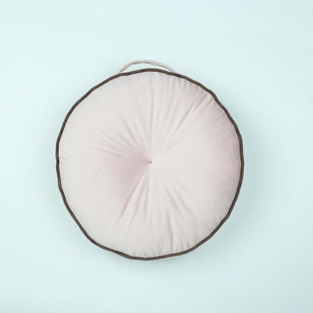 Decorative Toy Round Stuffed Baby Car Seat Cushion Pillow With Handle And Piping