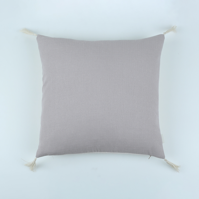 Plain cushion ，Linen-like texture，Cotton tassel