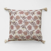 Polycotton canvas cushion with print，Cotton tassels