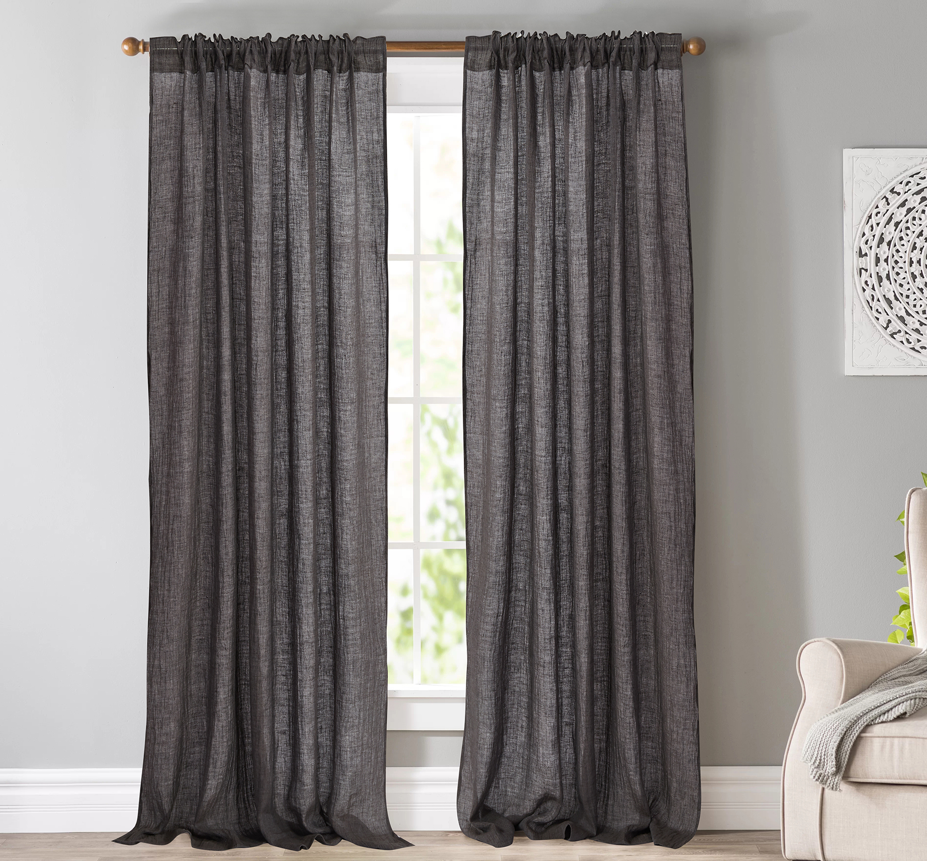 Curtain with Functional Tape New Design Soft Linen Fabric Elegant Bedroom Curtains for The Living Room